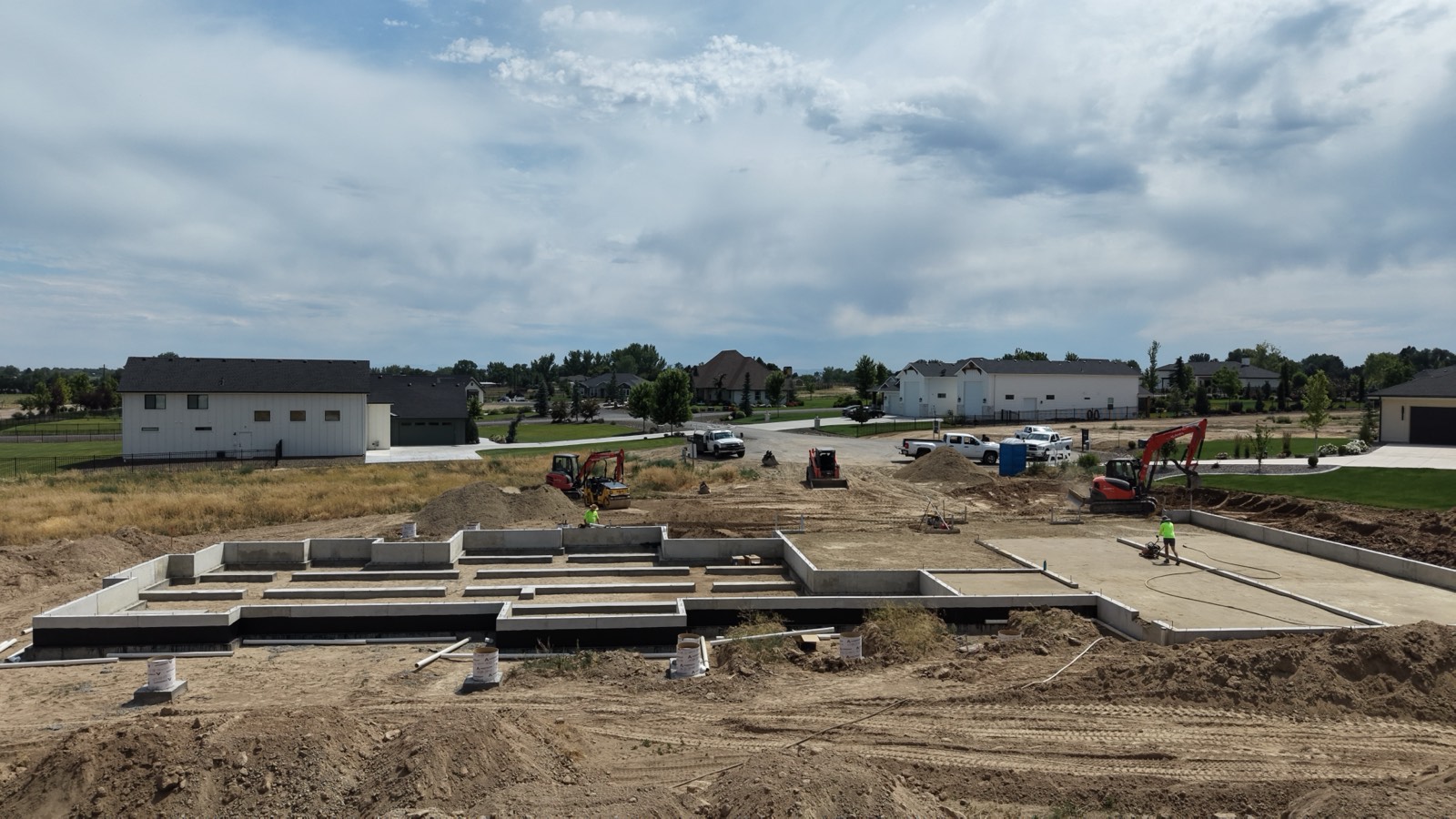 Poured concrete foundation walls for a custom home