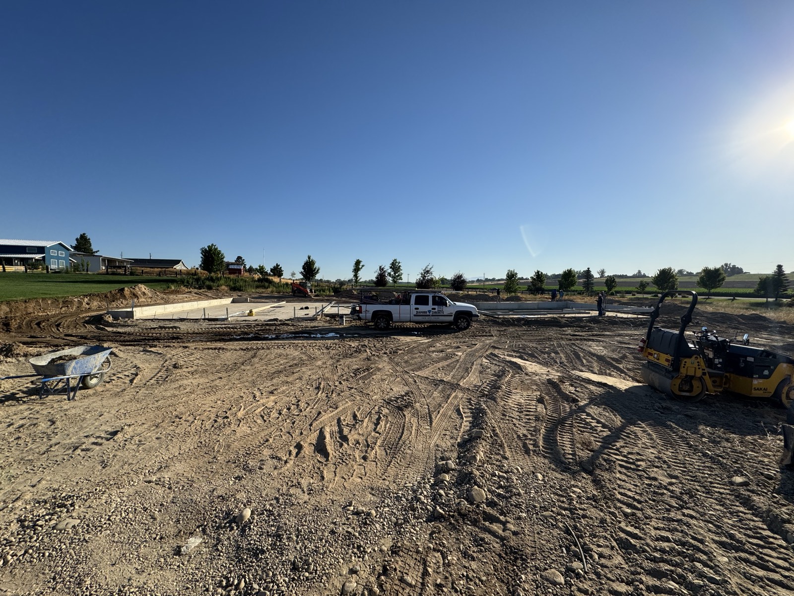 Footing forms and rebar placed for inspection