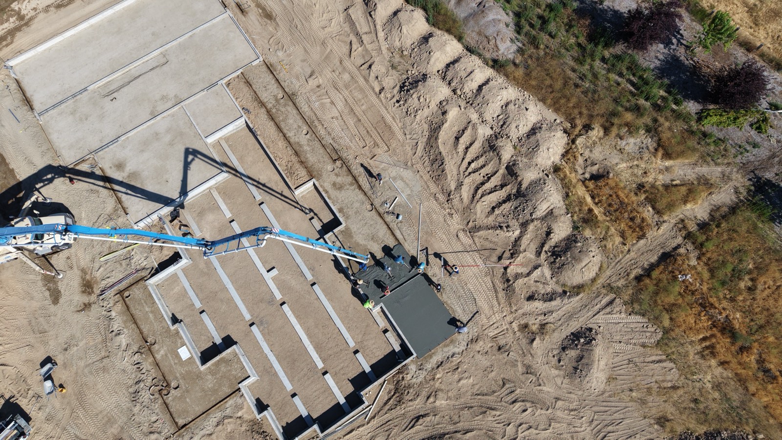 Aerial view of a finished foundation slab