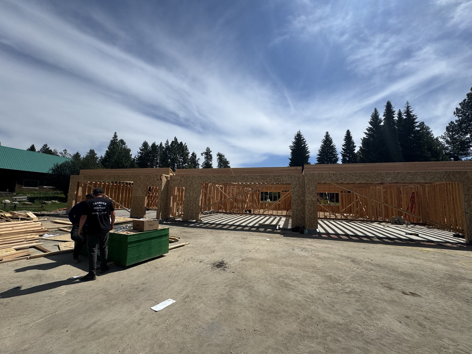 Wall framing on a forest homesite